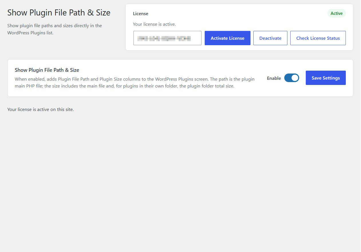 Show Plugin File Path & Size 1